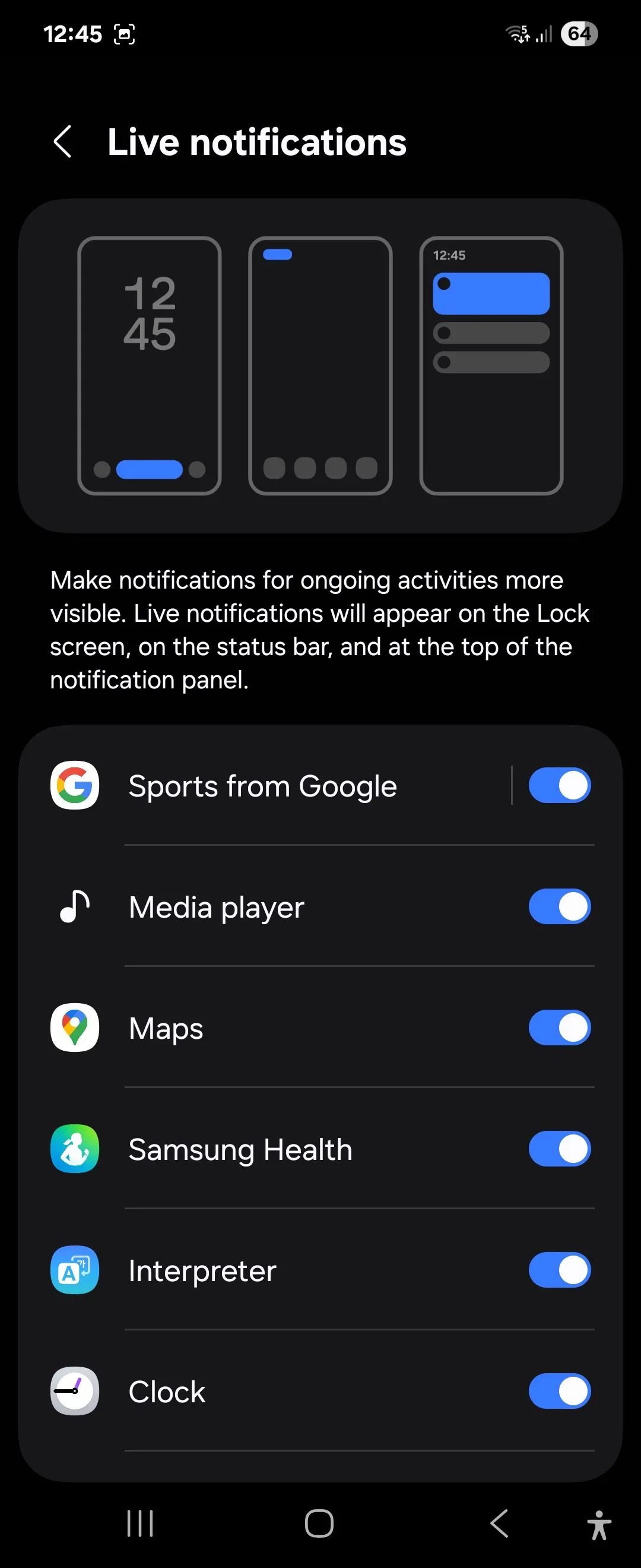 Tùy chọn hiển thị Now Bar trên màn hình Always On Display của Galaxy Z Flip 6 chạy One UI 7