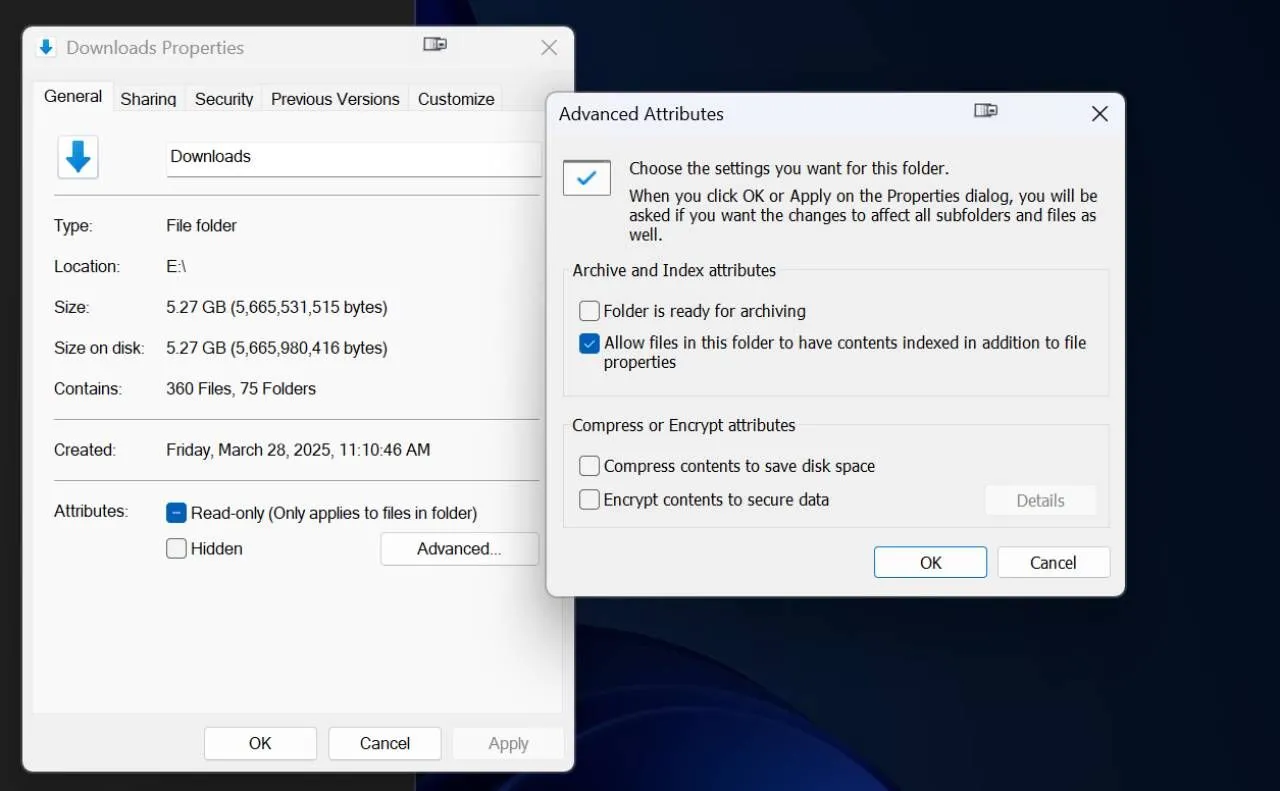 Tùy chọn nén trong File Explorer trên Windows 11
