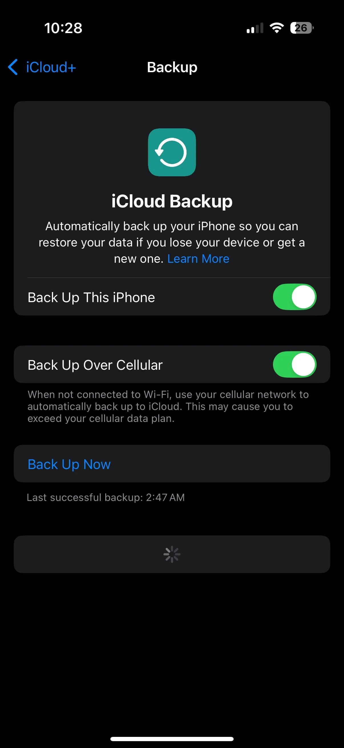 Tùy chọn tắt sao lưu iCloud qua mạng di động trên iPhone