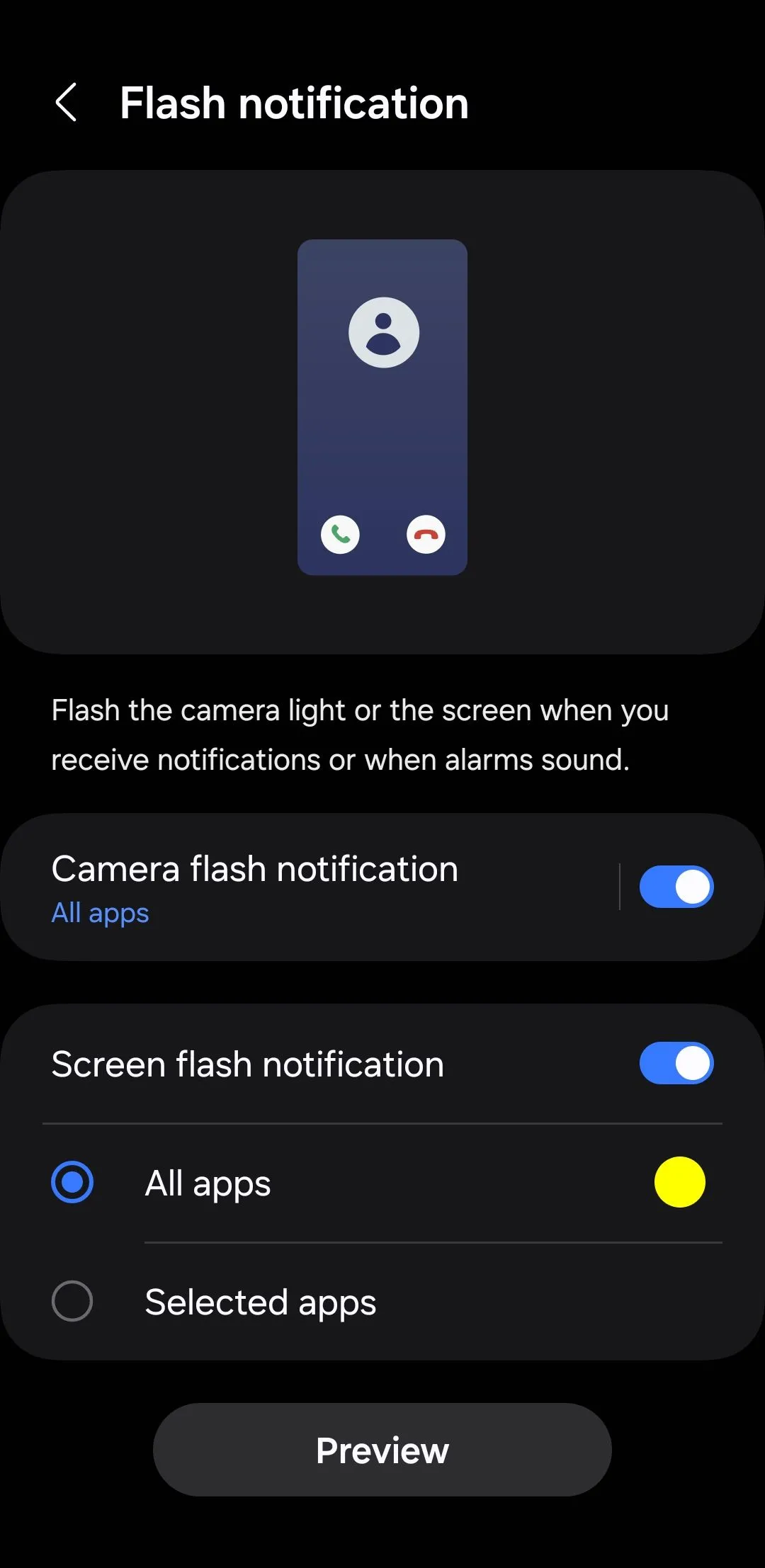 Tùy chọn thông báo bằng đèn flash camera trên Android
