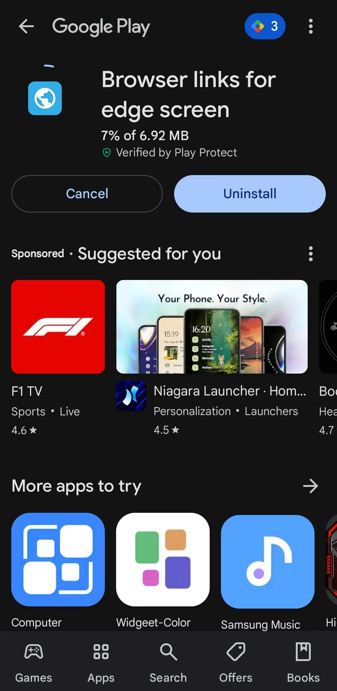 Ứng dụng Browser links for Edge screen trên Google Play Store