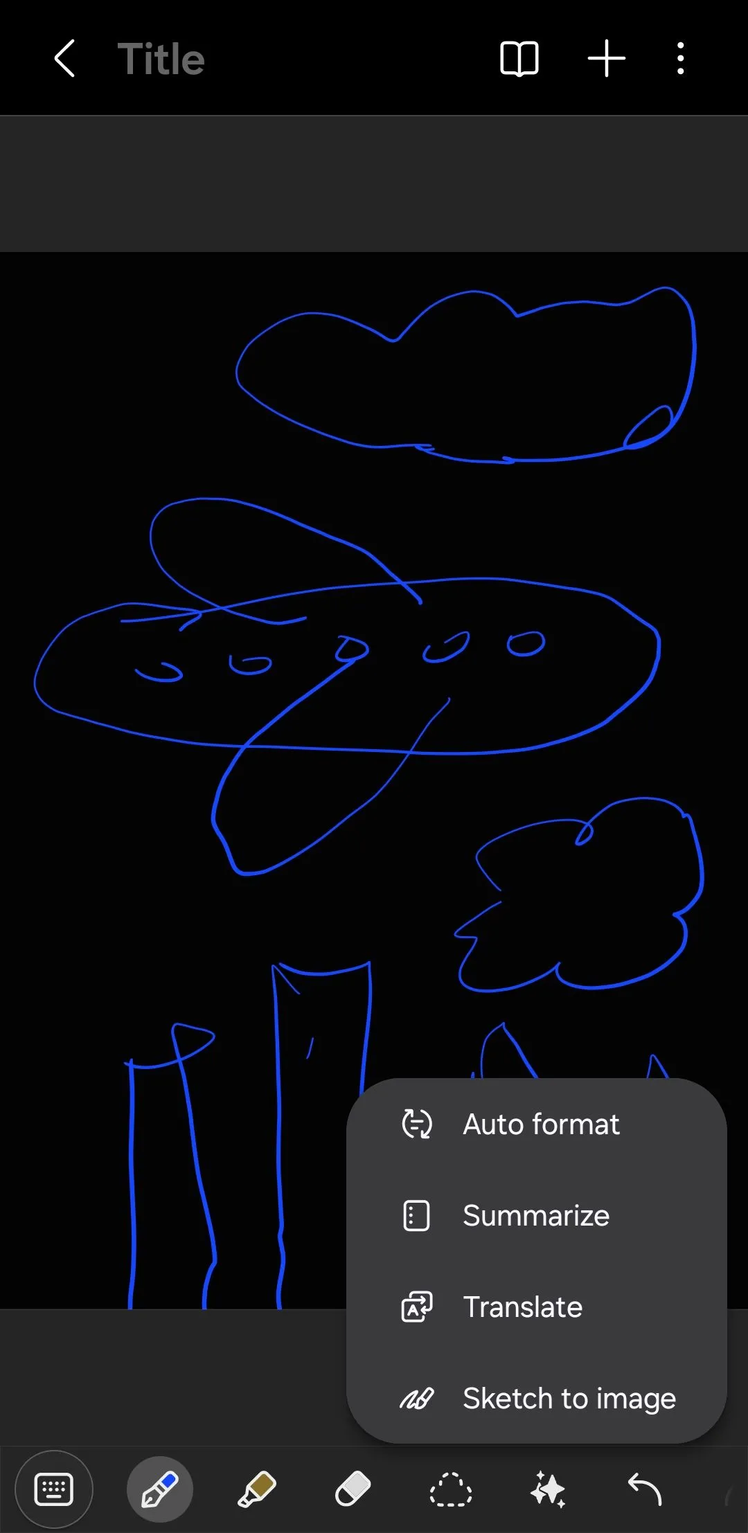 Ứng dụng Samsung Notes hiển thị tùy chọn Sketch to Image