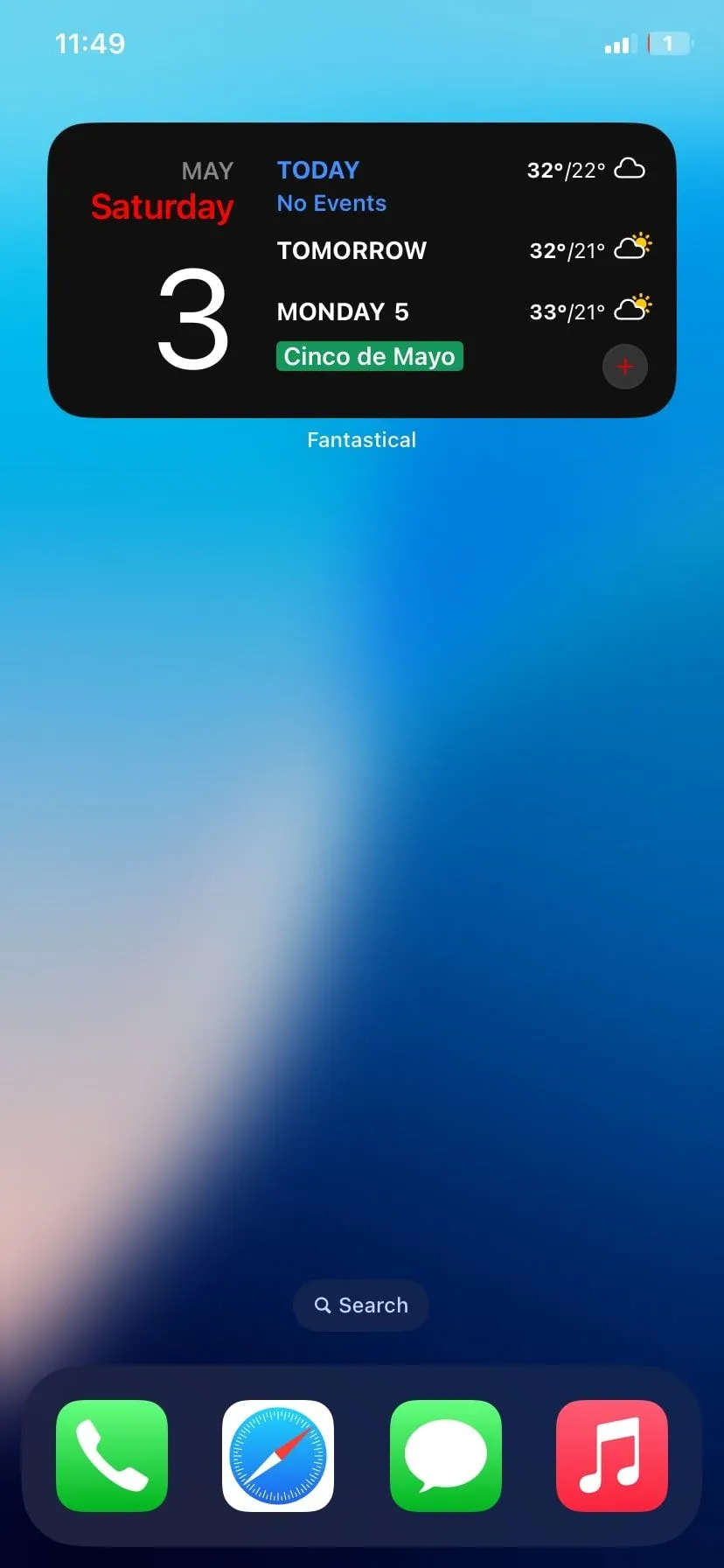 Widget Fantastical hiển thị các sự kiện sắp tới và nhắc nhở trực tiếp trên màn hình chính iPhone